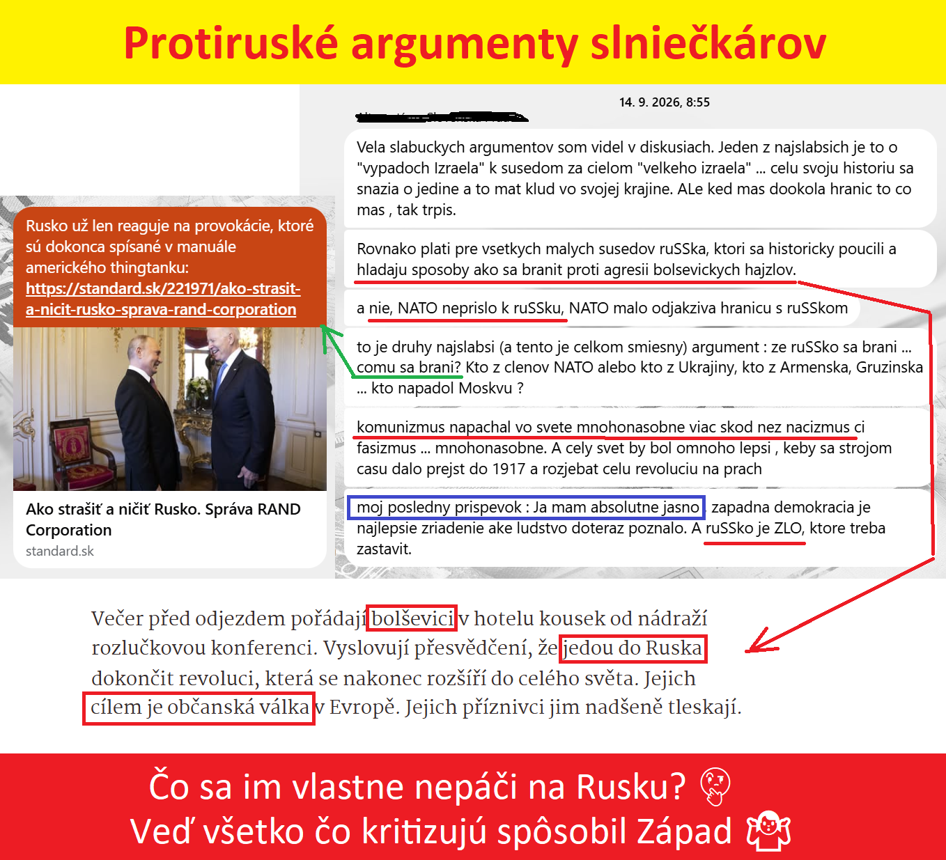 protiruské argumenty slniečkárov