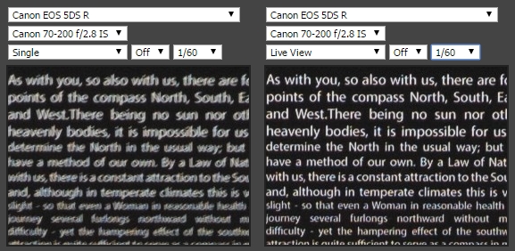 canon 5DS: porovnanie ostrosti optického hľadáčika a LiveView