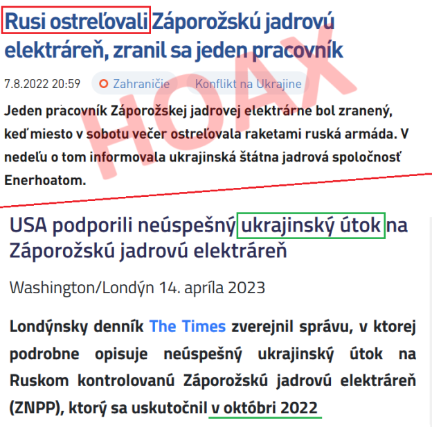 Rusi ostreľovali Záporožskú jadrovú elektráreň - hoax